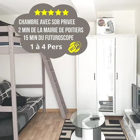 Chambres Poitiers Centre: Private Comforts, Shared Kitchen & City Hall Proximity Exterior photo